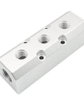 Three Way Pneumatic Manifold Air Distribution Block with Large Capacity Five Port Configuration One Half Inch NPT Supply Port