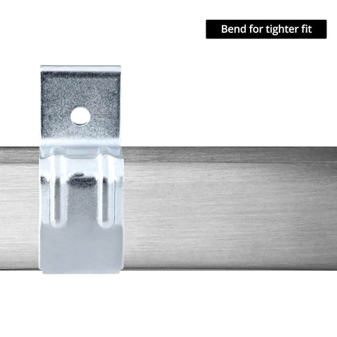 Front view of Beefy Heavy Duty Box Rail Hanger Brackets For Barn Doors Set Of Four Galvanized Steel Hardware With Rust Proof Finish