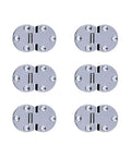 6 Pcs Zinc Alloy Flip Door Hinges 90 Degree Folding Butt Hinges for Table Desk Wardrobe displayed in silver finish.