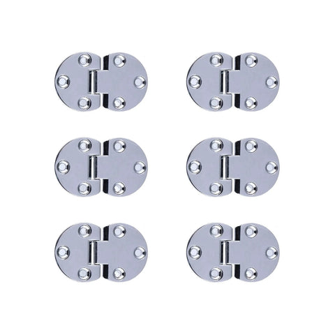 6 Pcs Zinc Alloy Flip Door Hinges 90 Degree Folding Butt Hinges for Table Desk Wardrobe displayed in silver finish.