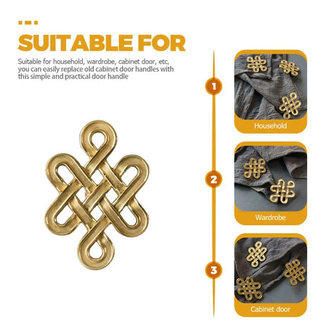 Gold Chinese Knot Cabinet Pull Handle with Single Hole Design for wardrobes, cabinets, and dressers; easy install, durable hardware