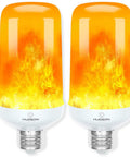 Orange LED Lit Flame Bulbs With Four Modes Indoor Outdoor Use 3W E26 E27 2 Pack showing flickering flame effect