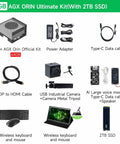 Orin 64GB Development Kit Plug And Play With 275 TOPS AI Power, 2TB SSD showcasing components including cables and accessories.