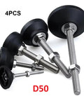 Rock Solid Adjustable Leveling Feet With Swivel Base And Precision Threads To Dial In Your Furniture Or Lathe Smooth Out Those Wobbly Floors Like A Real Pro Four Pack, showing four adjustable feet with D50 base and threaded rods.