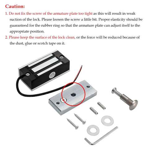 Heavy Duty 130 Lbs Electric Magnetic Lock For Single Door Access Control 12V Fail Safe with armature plate and installation components.
