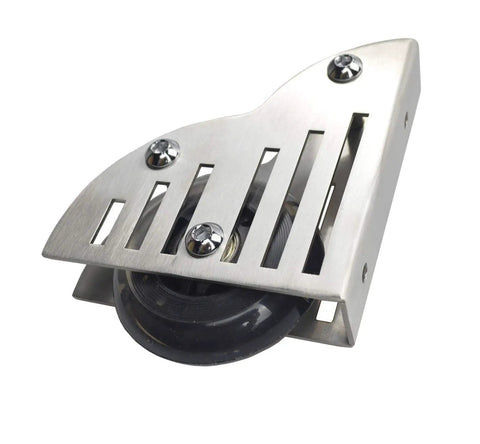 Stainless Steel Rolling Library Ladder Floor Rollers With Brake 2 Pack For Wood Sliding Ladders Brushed Finish Heavy Duty 38mm Wheels