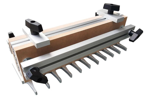 Pro Tier Preassembled Dovetail And Box Joint Router Table Jig featuring Tough As Nails hardware with clamps and templates.