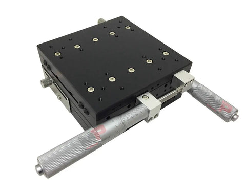 Dope Precision XY Translation Stage With 50 mm Travel And 125 By 125 mm Platform, Manual Micrometer Drives, Cross Roller Bearings