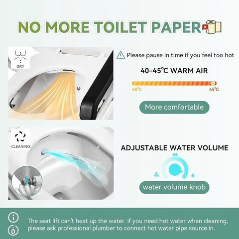 Top Tier Electric Toilet Seat Lifter With Adjustable Secure Arm Support And Built In Warm Dryer For Seniors Heavy Duty Real Deal Handles 330 Pounds With Zero Stress Daily controls for warm air and adjustable water volume.