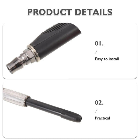 Heavy Duty Aluminum Air Blow Gun With 30cm Extension Nozzle Adjustable Flow Control For Delicate Tool Cleaning And Tough Debris Removal Extended Reach For Hard To Access Areas Versatile Pro Pneumatic Dust Blaster close-up of nozzle and extension tip