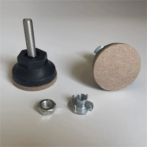 Adjustable Felt Chair Leveling Feet With 42mm Base For Wood Furniture Balance And Floor Protection No Fuss Height Adjustable Screw Wide Bearing Base To Stop Slipping And Scratches On Tables Cabinets Desks And Sofas, felt pad and hardware