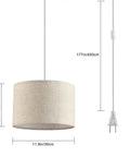 2 Pack Plug In Pendant Lights With 15Ft Clear Cord Toggle Switch Beige Linen Shade Modern Hanging Lamp dimensions 11.8in diameter 11.4in height