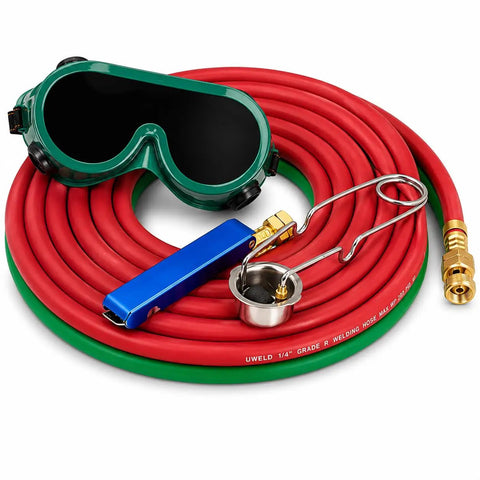 Portable Oxygen Acetylene Gas Welding Kit with Cutting Torch Regulators and Eleven And A Half Foot Hose for Metalwork Projects