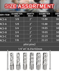 ACEDTOOL annular cutter set, 6 pcs, Weldon shanks for magnetic drill; diameters 5/8, 3/4, 7/8 in, 2" depth, M2 HSS