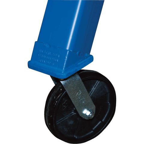 Close-up of smooth phenolic locking caster on Heavy Duty Adjustable Height Gantry Crane 6000 Lb Capacity 15 X 10 Ft Steel Frame.