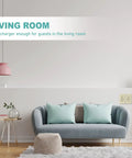 Living room scene with High Speed USB C Wall Outlet With Type C Fast Charge 4.8A 20 Amp Tamper Resistant Receptacle on wall