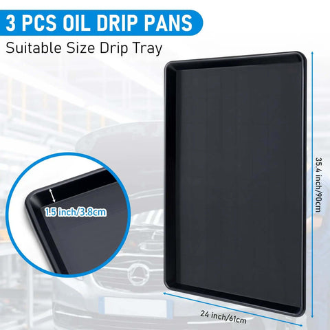 Triple Pack Extra Large Oil Drip Pan 35.4 X 24 Inch Heavy Duty Plastic Drain Tray, car maintenance accessory
