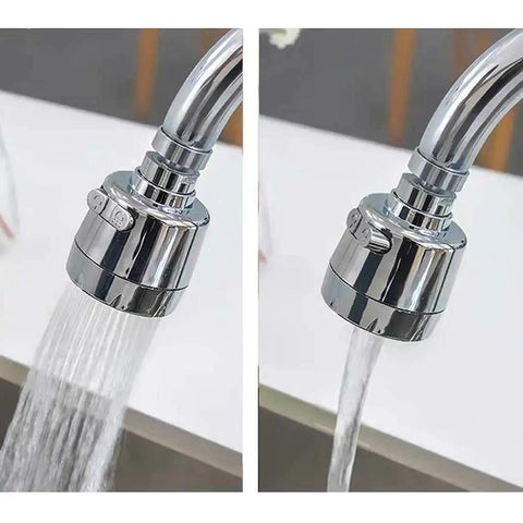 Chrome 360 Degree Swivel Kitchen Faucet Sprayer Attachment with Dual Water Modes, showing soft bubble and strong spray options