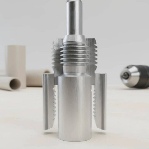 Pipe Threader Attachment For Drill Aluminum Threading Tool Bit Adapter For PVC And PPR Conduits Quick Thread Repair And Leak Fix mounted on drill
