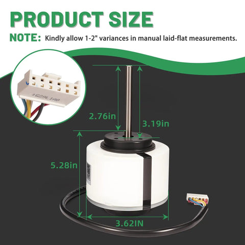 Beefed-Up DC Brushless Fan Motor 58W 8P 1350R/min CCW 5-Wire Replacement For Midea Mini Split dimensions diagram