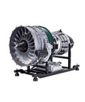 Mechanical Turbofan Engine Model Kit One Tenth Scale Electric DIY Assembly With One Thousand Piece Build Realistic Turbine Stages For Hands On STEM Education Toy For Teens And Adults, front view on stand