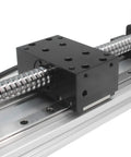 Close-up of Dual Linear Rail Guide with SFU1605 Ballscrew and Square Rails, NEMA23 Stepper Motor, 150mm Stroke CNC X Y Z Linear Stage Actuator