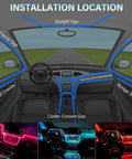 Diagram showing installation points for Colorful RGB Car Interior LED Strip Light Kit With 16 Million Colors 5 In 1 Fiber Optic.