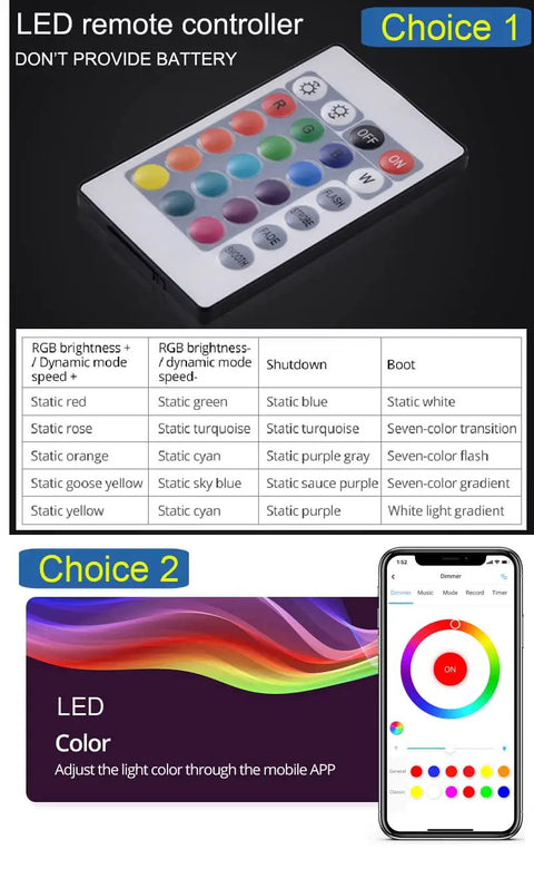 LED remote controller for Built Tough Square LED Shower System With Thermostatic Valve And Dual Mode Spray, color adjustment options.