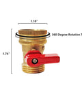 Heavy Duty Brass Garden Hose Shut Off Valve Three Quarter Inch GHT Big Flow Easy Turn On Off 2 Pack With 4 Pressure Washers Solid Metal Handle No Tools Needed Perfect For Lawn Irrigation And Garden Hose Connector, 360 rotation top