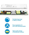 100W 24V LED Power Supply for LED Strips and Cabinet Lights No Fuss 100 To 240V AC To 24V DC Constant Voltage Converter White Dimmable LED Driver With Dual JST Ports ETL Listed showcasing full dimming and easy installation features.