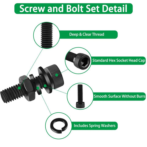 860 Piece Metric Screw Set With M2 M3 M4 M5 Machine Screws, Lock And Flat Washers, 12.9 Grade Alloy Steel, Hex Socket Head Cap Nuts