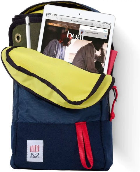 Pre Owned Seventh Gen Ten Point Two Inch Wireless Tablet Thirty Two Gb Storage Silver Body Touch Id Sensor A10 Fusion Processor Mean Performance Slick Aluminum Panel Sweet Deal For Binging Shows And Homework in a colorful backpack.