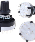 3P4T Rotary Switch Band Selector With Knob 4 Pole 3 Position Single Deck Black Finish Smooth Encoder Style Switch