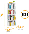 Four Tier Rotating Bookshelf Tower With Spinning Lazy Susan 360 Degree Revolving Book Storage Carousel White Space Saving Corner Organizer For Home Office Living Room with dimensions 50 x 18.1 inches