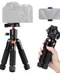 Compact Desk Tripod With Ball Head For DSLR And Phone Travel Ready Aluminum Mini Tripod That Holds Up To 13.22 Lbs