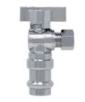 ProPress Angle Stop Valve 1/2 In Press x 3/8 In Compression, chrome brass shutoff valve for sink plumbing