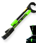Sturdy Plastic Dumpster Lid Prop Stick With Three Foot Reach Keeps Your Grubby Paws Clean While Liftin Heavy Plastic Bins For Residential Trash Recycling Safe Sanitary Hook Makes Garbage Runs An Absolute Cinch, showing UV resistant tool.