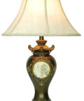 Antique Brass 29 Inch Table Lamp With Hand Painted Resin Finish Ideal Nightstand Or Side Table Light Vintage Modern Decor Accent