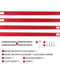 Heavy Duty Adjustable Router Jig For Cutting Boards parts including red aluminum rails and accessories for precision cuts.