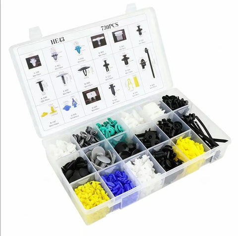 730 Piece Bumper Clip Kit For Dacia Spring 2021 2027 All In One Heavy Duty Push Type Retainer Set With Fastener Remover Tool Save Time And Money On Car Repairs No Fuss. open organizer with assorted automotive clips