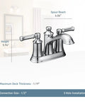 Dartmoor Chrome Two-Handle Centerset Bathroom Sink Faucet, Dope Chrome Finish, Classic Traditional Style, Model 6802