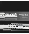 Rock Solid Full Extension Drawer Slides 40 Inch Pair Heavy Duty Ball Bearing Cabinet Rails showing smooth glide mechanism detail.