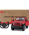 Off Road RC Jeep Wrangler JL 1 To 14 Scale Toy Car With Realistic Doors, Spring Suspension, LED Lights, And 2.4GHz Remote Control