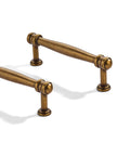 10 Pack Center To Center Three And A Half Inch Antique Brass Cabinet Pulls Solid Heavy Duty Cabinet Hardware For Cabinets Drawers Cupboards And Kitchen Handles Easy To Install With Standard Mounting Holes Compatible With Wood And Metal Surfaces, close-up view