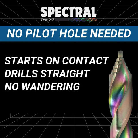 Image of a One Quarter Inch Step Point HSS Drill Bit With 135 Degree Split Point Tip, M2 High Speed Steel, Three Flat Shank, Multicolor Finish