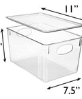 Hella Organized Plastic Storage Bins With Lids, Big Capacity Deep Containers 11" x 7.5" x 6" for pantry and fridge use.