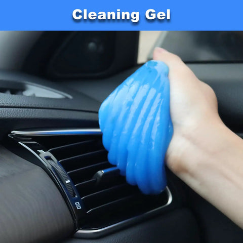 Blue cleaning gel being used on car air vent, a part of the All In One Pro Grade 15Pcs Car Interior Cleaning Kit With Windshield Cleaner Tool