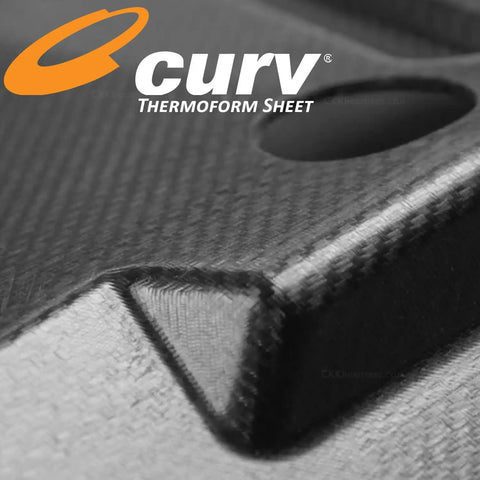 Close-up of thermoplastic composite sheet with embossed corner detail showing fiber texture for holsters, knife sheaths, DIY projects.