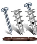 Heavy Duty Drywall Screws And Anchors Kit With Self Drilling No Prep Install 200 Sets Built To Last Yellow zinc-plated screw and anchor set with PH2 65mm bit