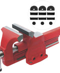 12 Pcs Mini Bench Vise Pads Non Slip Plastic Vise Pads for Workbench Clamps shown with red vise